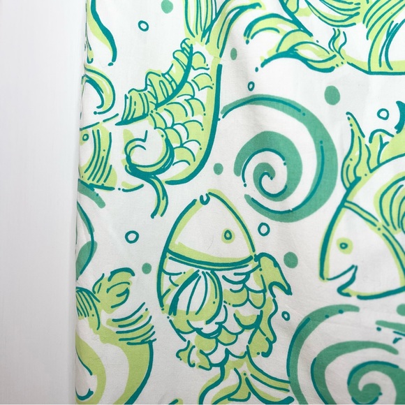 Lilly Pulitzer Strapless Cotton Dress with Green and White Pattern - Picture 3 of 7